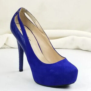 Guess Suede Animal Print Combo Stiletto Blue Shoes